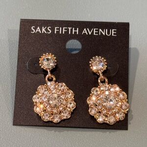 Saks Fifth Avenue Gold and Crystal Drop Earrings